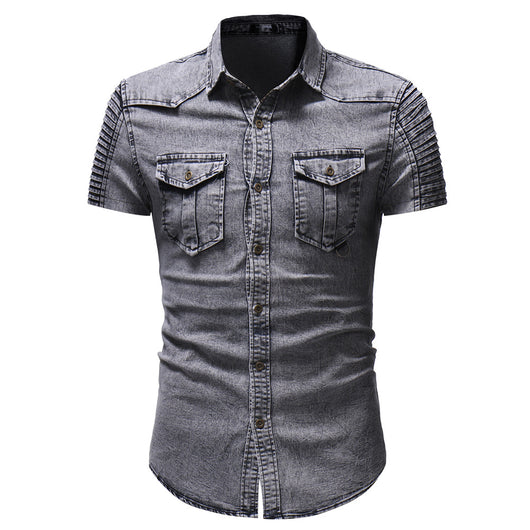 Camisa Denim con Pliegues Personalizados en Mangas - Image 7