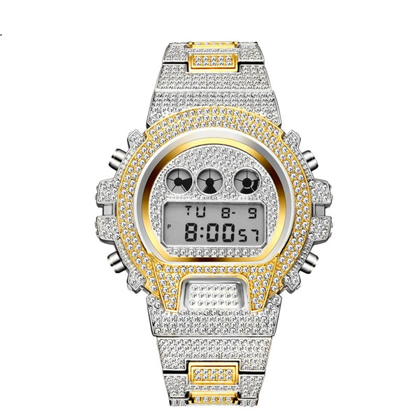 Reloj para Hombre de Diamantes Completos Resistente al Agua