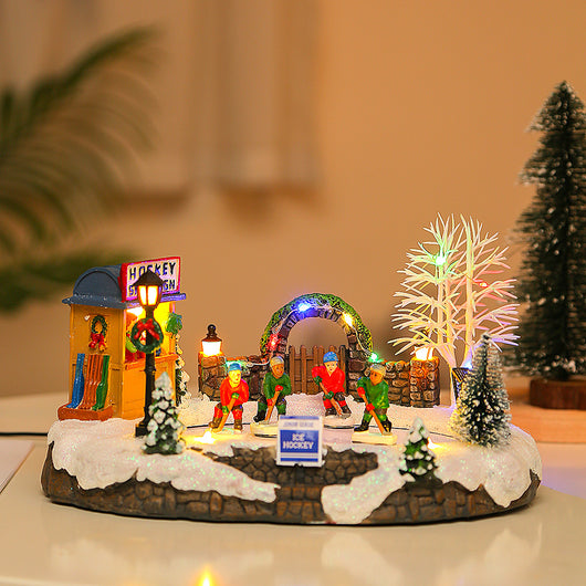 Casa de Nieve Navideña con Música, Luces LED y Efecto Nieve