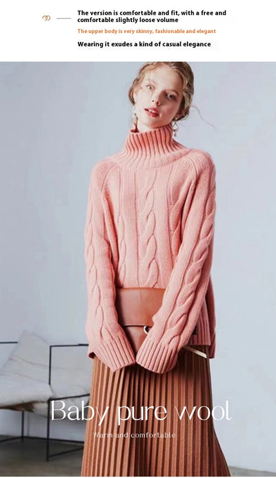 Suéter de Cuello Alto Tejido Grueso Estilo Relajado para Mujer - Image 21