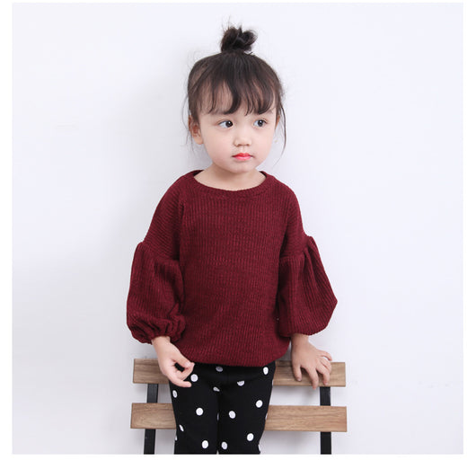 Blusa Infantil Primavera con Mangas Linterna - Colores Sólidos - Image 7