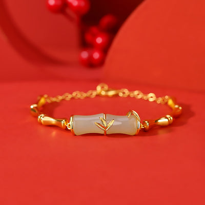 Pulsera Jade Hetian Dorado Festival Bambú para Mujer - Image 8