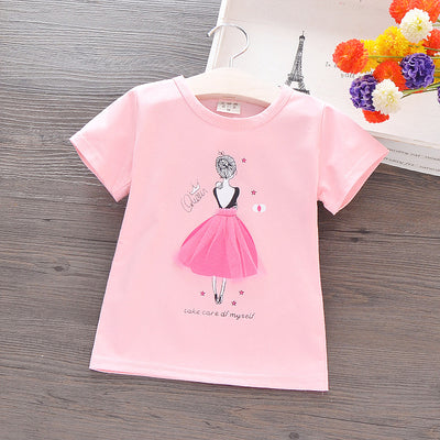 Playera Infantil de Algodón con Diseño Cartoon - Camiseta de Manga Corta para Niñas - Image 3