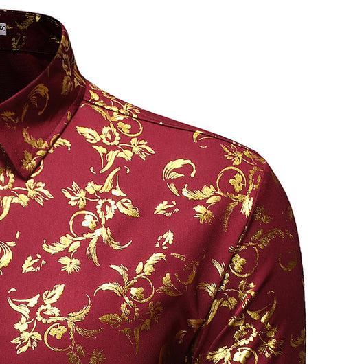 Camisa Casual Hombre con Estampado Floral Bronce - Image 22