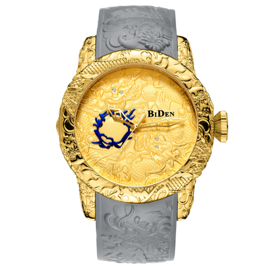 Reloj Deportivo Hombre Lujo Dragón 3D Sumergible Cuarzo Premium
