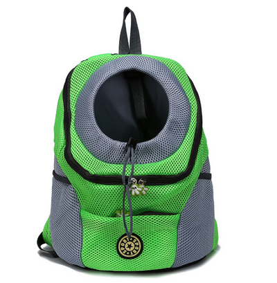 Orange and grey pet carrier backpack with breathable mesh, adjustable neck opening, and front zipper pocket. - Image 6