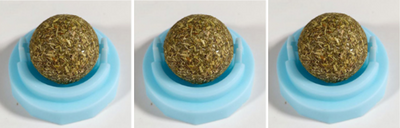Two self-adhesive rotated catnip lick balls, each in a light blue holder, for cat entertainment. - Image 8