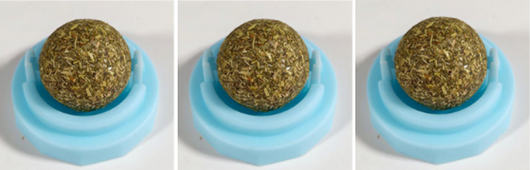 Two self-adhesive rotated catnip lick balls, each in a light blue holder, for cat entertainment. - Image 8