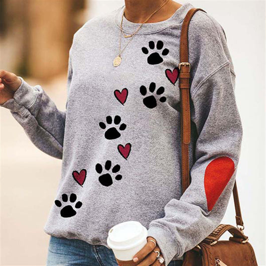 Sudadera Cuello Redondo con Estampado de Patitas de Perro - Image 5
