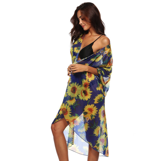 Abrigo con Estampado Floral Girasol y Borlas - Image 2