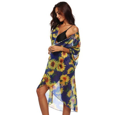 Abrigo con Estampado Floral Girasol y Borlas - Image 2