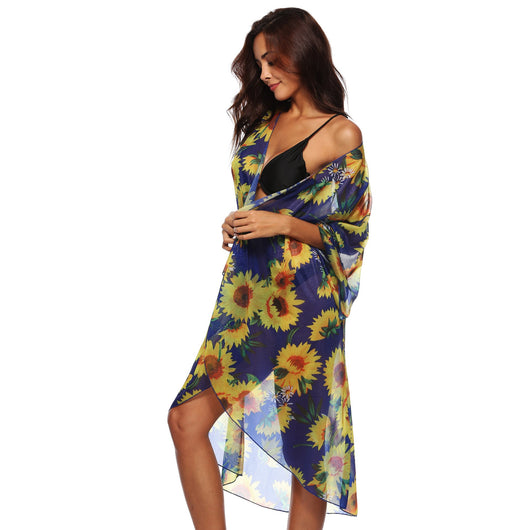 Abrigo con Estampado Floral Girasol y Borlas - Image 2