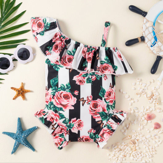 Traje de Baño Entero para Bebé Niña con Estampado Floral Rosa - Image 3