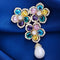 Vintage Colorful Zircon Flower Pearl Brooch Accessory Color