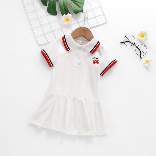 Vestido Plisado de Manga Corta para Niña - Colección Verano