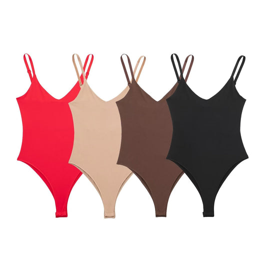 Jumpsuit Casual Francés Slim Cuello V sin Mangas