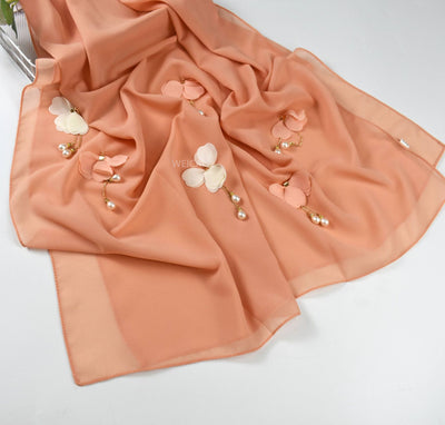 Pañuelo Hijab Floral de Gasa Perlada Premium - Image 9