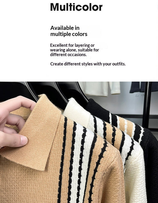 Suéter de Punto Colorblock con Cuello y Cierre Medio Cremallera para Hombre - Image 18