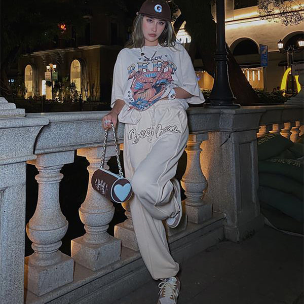 Blusa Vintage Suelta con Estampado y Manga Corta