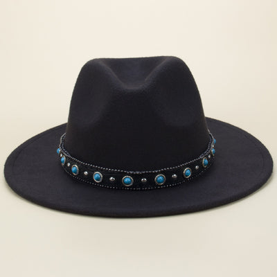 Cinturón Tejido Bohemio en Cuero y Sombrero de Fieltro con Detalles de Piel - Image 5