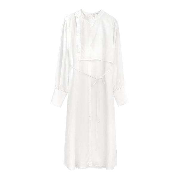 Vestido Elegante Cuello Redondo Color Liso con Cintura Definida para Mujer - Image 4