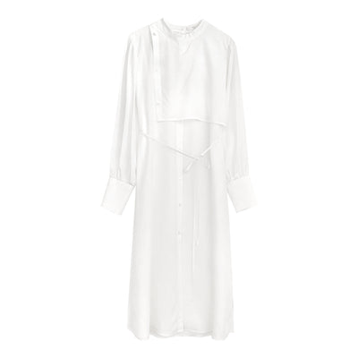 Vestido Elegante Cuello Redondo Color Liso con Cintura Definida para Mujer - Image 4