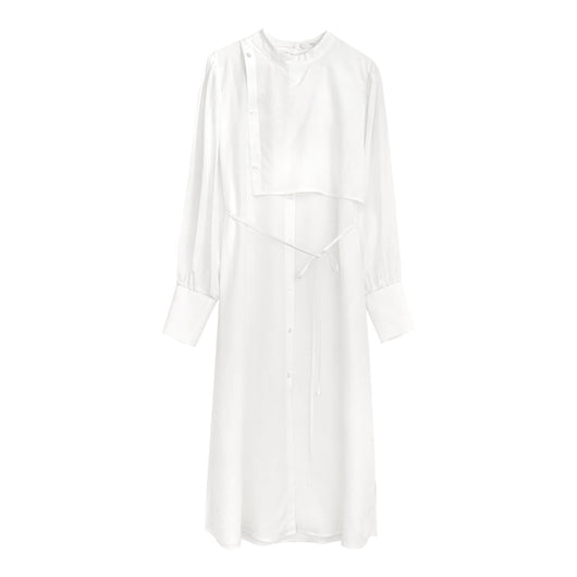 Vestido Elegante Cuello Redondo Color Liso con Cintura Definida para Mujer - Image 4