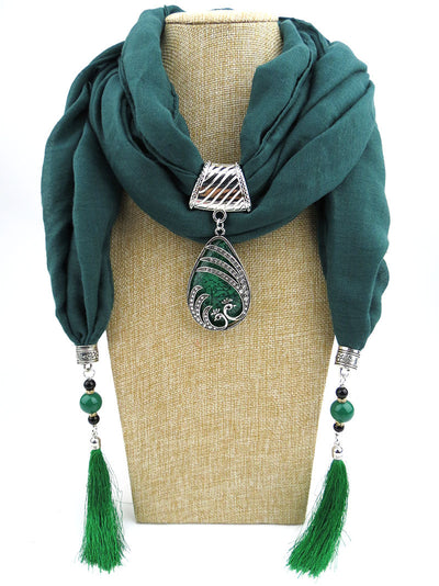 Bufanda Étnica Pavo Real con Borla de Gema - Chal Otoño Invierno para Mujer - Image 9