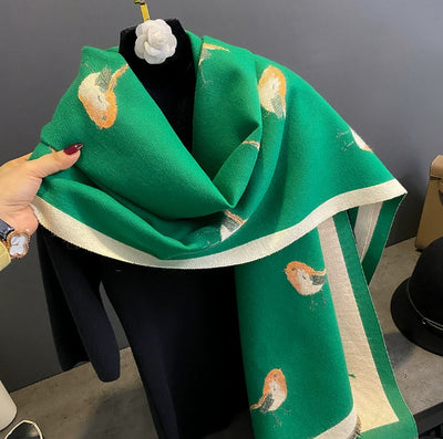 Pashmina Cálida con Diseño de Aves - Bufanda Versátil de Cachemira - Image 9