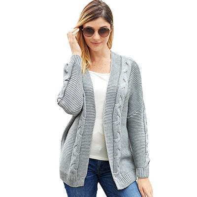 Cardigan Tejido Retorcido Largo para Mujer - Suéter Sólido Versátil - Image 11