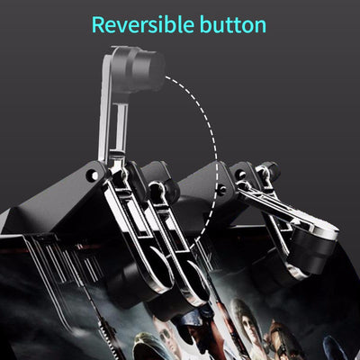 Black AK66 mobile gaming controller with four silver triggers and ergonomic grips for six-finger gameplay. - Image 5