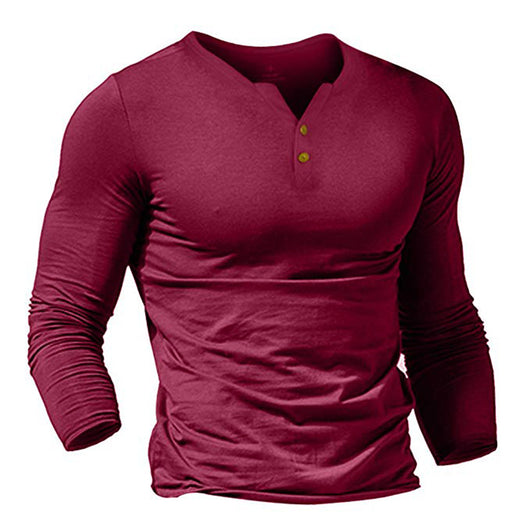 Camiseta Slim Fit Cuello V Manga Larga Color Liso para Hombre - Image 7