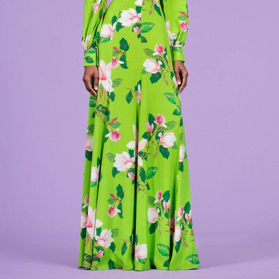 Vestido Largo Elegante con Estampado Floral Verde - Image 5