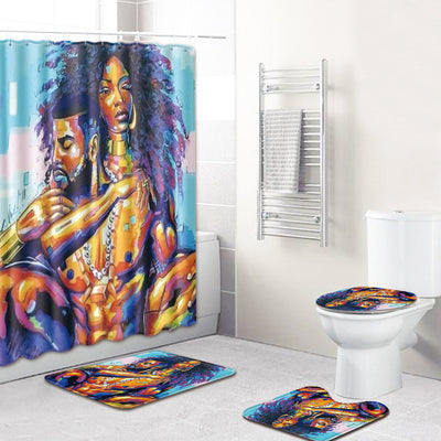 Cortina de baño antideslizante con tapete integrado - Image 6
