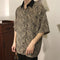 Camisa de Hombre Estampado Leopardo Manga Cinco Puntos Gasa
