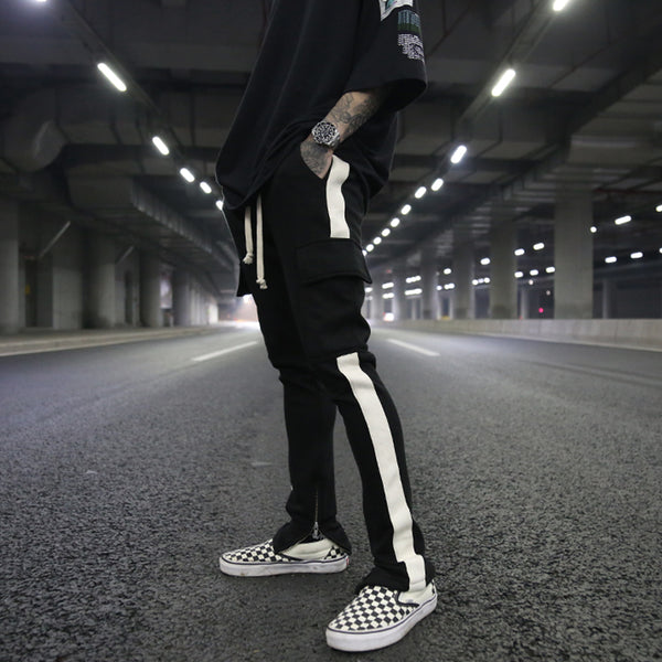 Pantalón Casual con Cintura Tejida y Bolsillo Frontal Cremallera - Talla Grande