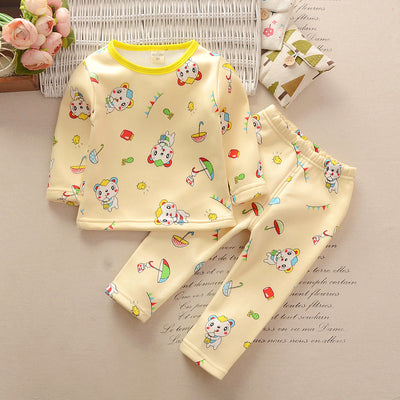 Toddler unisex long-sleeve underwear set with colorful car print in blue, yellow, and pink on a white background. - Image 12