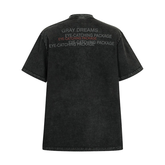 Playera Estampada con Letras Desgastadas para Hombre