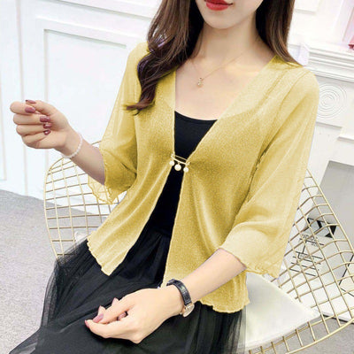 Cardigan de Encaje con Mangas Tipo Hoja de Loto y Malla Exterior - Image 10