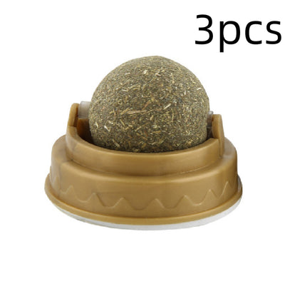 Catnip ball with a rotating base, designed for cats as a treat and molar teeth cleaning toy. - Image 7
