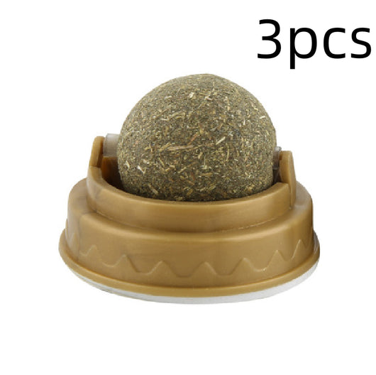 Catnip ball with a rotating base, designed for cats as a treat and molar teeth cleaning toy. - Image 7