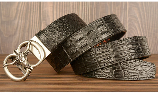 Cinturón para Hombre con Hebilla Automática Estilo Retro Cabeza de Buey - Image 23