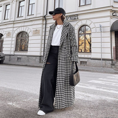 Abrigo Trench Cuadros Pied de Poule Elegante para Mujer - Image 10