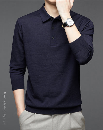 Polo de Lana Fina Merino para Hombre - Camisa de Manga Larga Elegante - Image 16