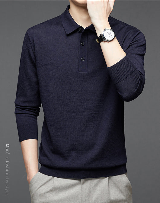Polo de Lana Fina Merino para Hombre - Camisa de Manga Larga Elegante - Image 16