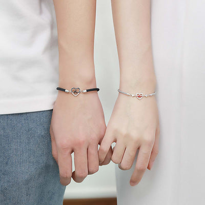 Pulsera de Plata S925 con Diseño de Latido Cardíaco para Parejas