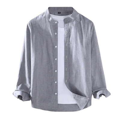 Camisa Manga Larga Cuello Alzado Hombre Primavera Otoño - Image 5