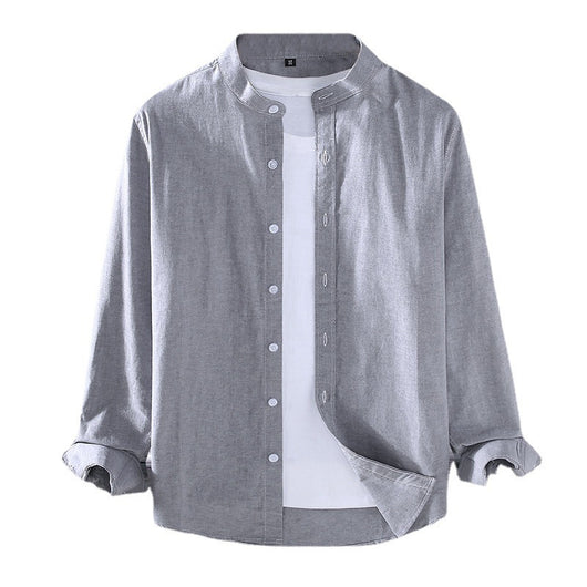 Camisa Manga Larga Cuello Alzado Hombre Primavera Otoño - Image 5