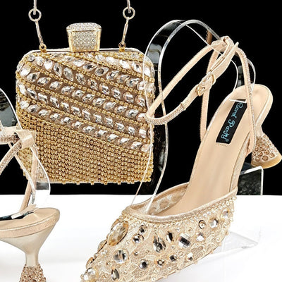 Sandalias de Tacón Alto con Strass y Bolso a Juego con Borlas 3D - Image 9
