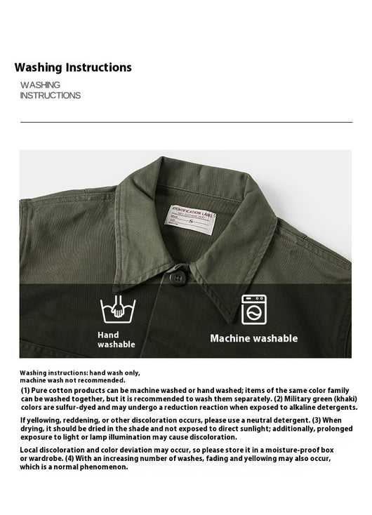 Camisa de Trabajo Algodón Satinado Verde Oliva para Hombre - Image 8